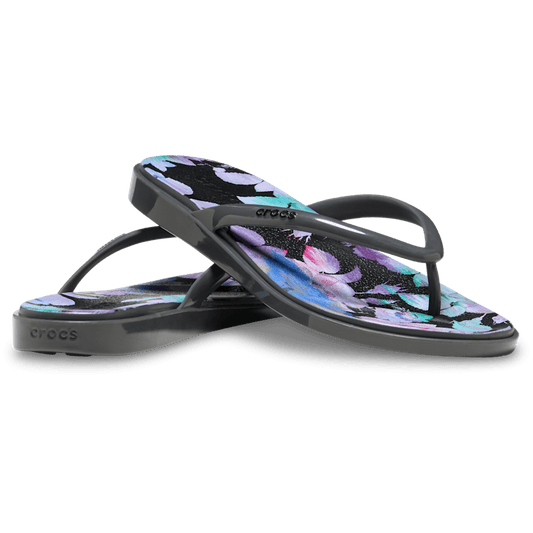 Miami Round Toe Dark Floral Flip - Crocs sale