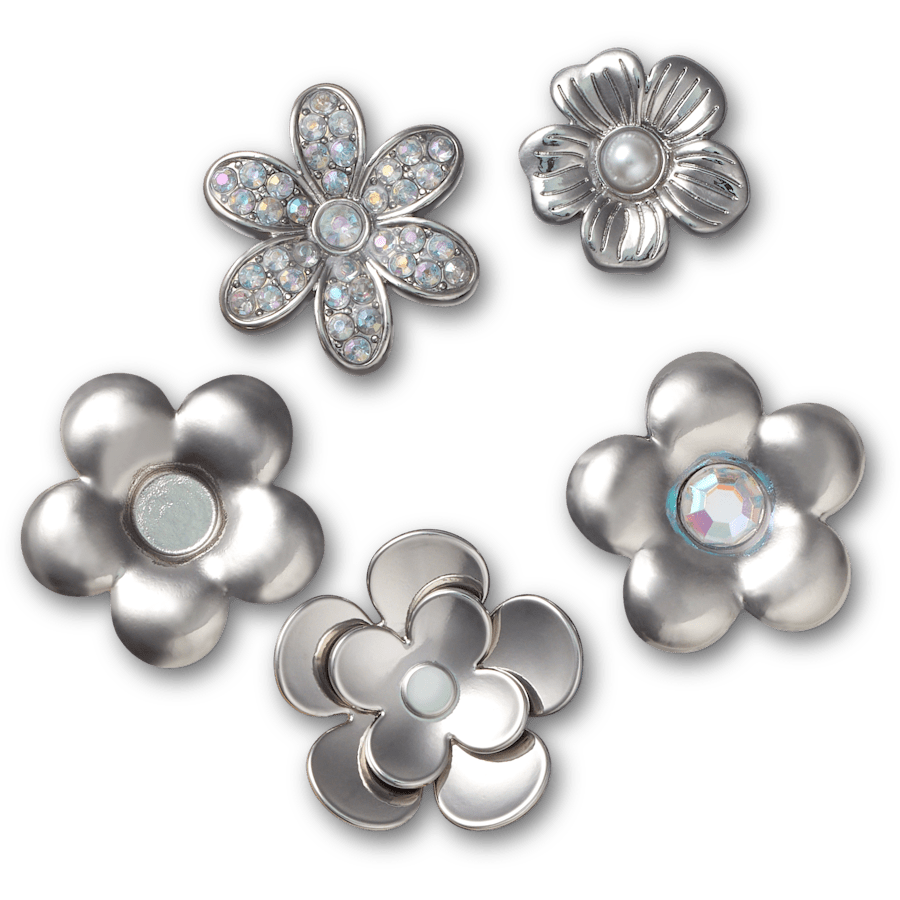Monochrome Slvr Flwrs 5 Pack Jibbitz™ charms - Crocs outlet