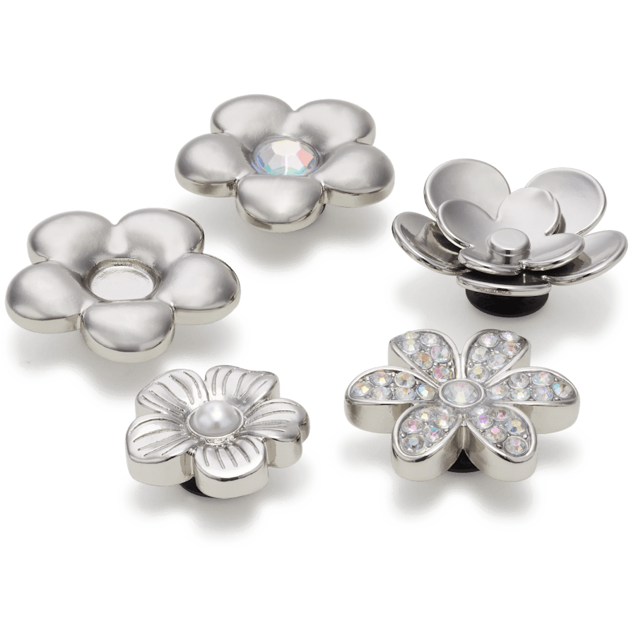 Monochrome Slvr Flwrs 5 Pack Jibbitz™ charms - Crocs outlet