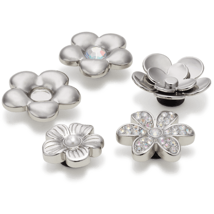 Monochrome Slvr Flwrs 5 Pack Jibbitz™ charms - Crocs outlet