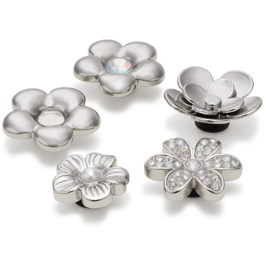 Monochrome Slvr Flwrs 5 Pack Jibbitz™ charms - Crocs outlet