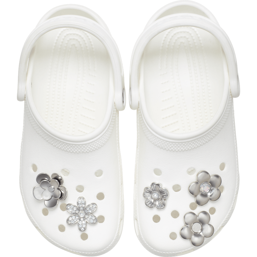 Monochrome Slvr Flwrs 5 Pack Jibbitz™ charms - Crocs outlet