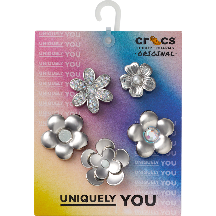 Monochrome Slvr Flwrs 5 Pack Jibbitz™ charms - Crocs outlet