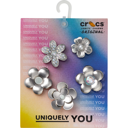 Monochrome Slvr Flwrs 5 Pack Jibbitz™ charms - Crocs outlet