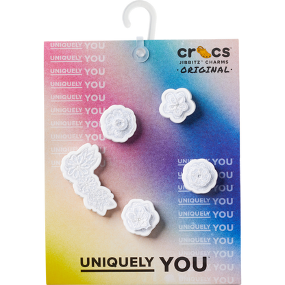 White Elegant Floral 5 Pack Jibbitz™ charms - Crocs sale