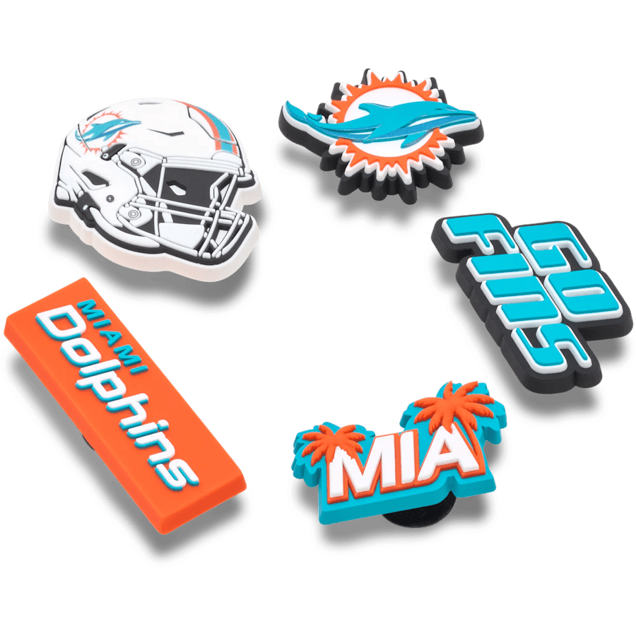 NFL Miami Dolphins 5 Pack Jibbitz Shoe Charm - Crocs on sale