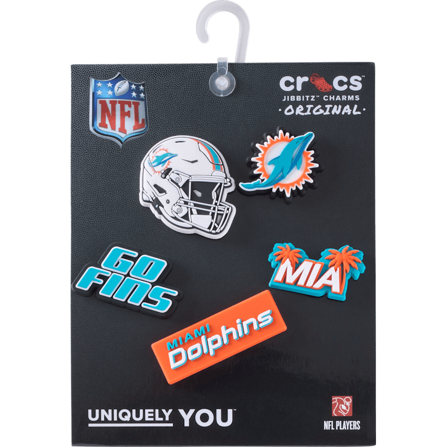 NFL Miami Dolphins 5 Pack Jibbitz Shoe Charm - Crocs on sale