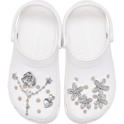 Silver Meta Floral 5 Pack Jibbitz™ charms - Crocs sale