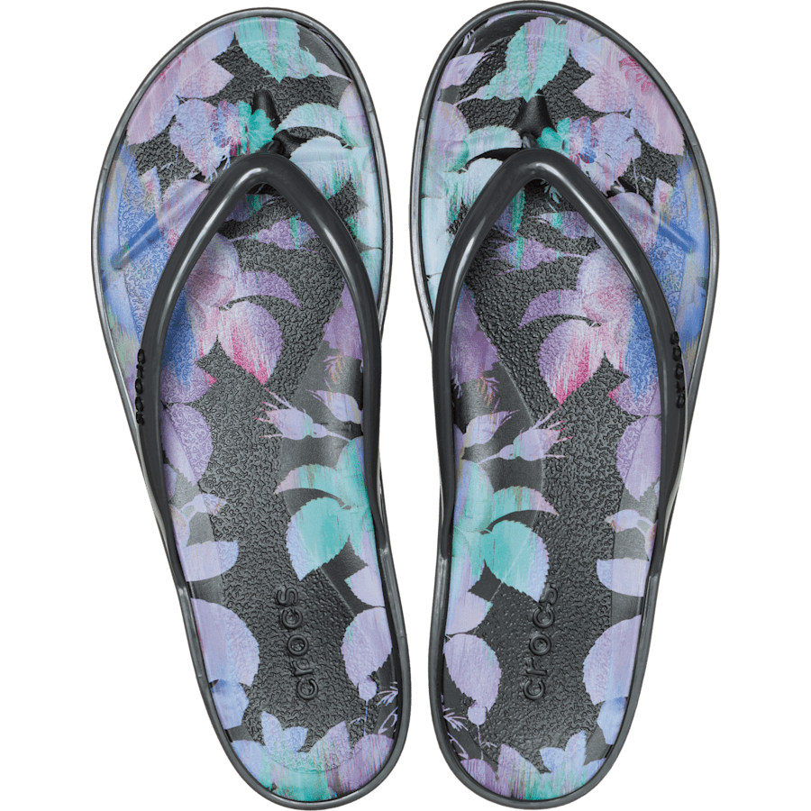 Miami Round Toe Dark Floral Flip - Crocs sale